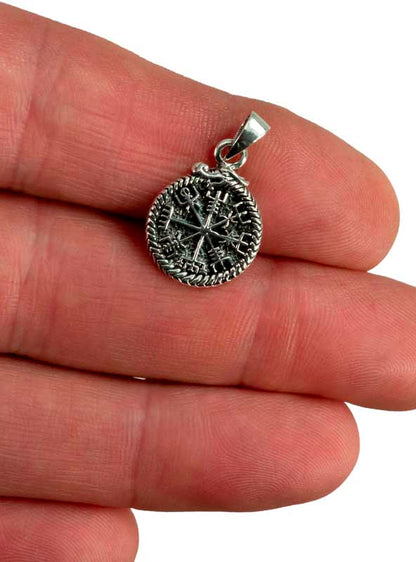 Pendentif Vegvísir – Boussole Viking en Argent 925
