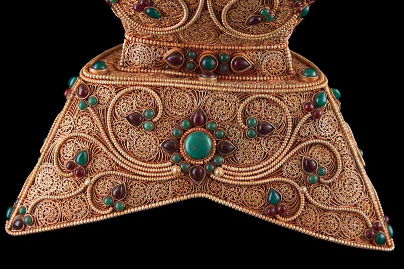 Grand Kapala Crâne Tibétain avec Support – Cuivre et Cristal de Roche, Artisanat Népalais