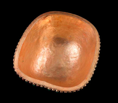 Grand Kapala Crâne Tibétain avec Support – Cuivre et Cristal de Roche, Artisanat Népalais