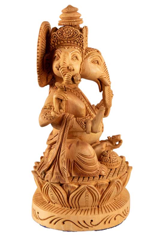 Statue Ganesh En Bois 19 cm – Dieu Éléphant, Artisanat Indien