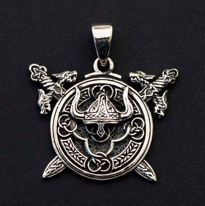 Pendentif Viking Bouclier Berserker en Argent 925