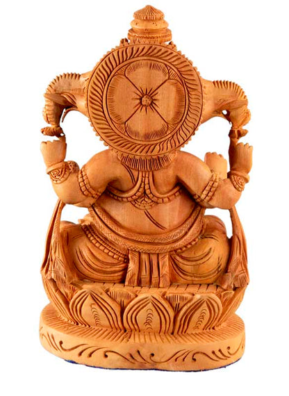 Statue Ganesh En Bois 19 cm – Dieu Éléphant, Artisanat Indien