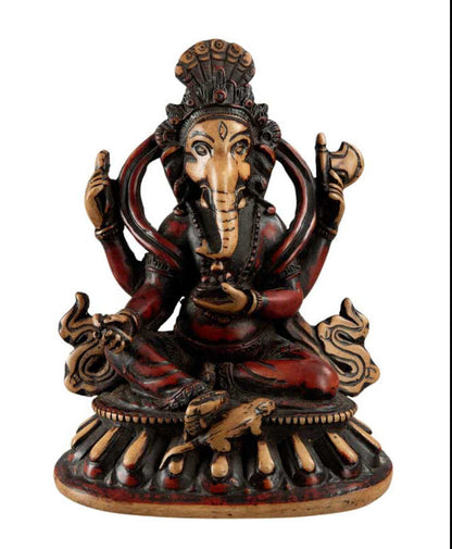 Statue Ganesh 16 cm En Résine – Figurine Dieu Hindou Artisanat Népalais