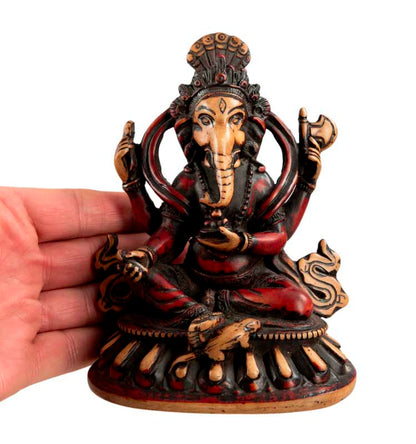 Statue Ganesh 16 cm En Résine – Figurine Dieu Hindou Artisanat Népalais