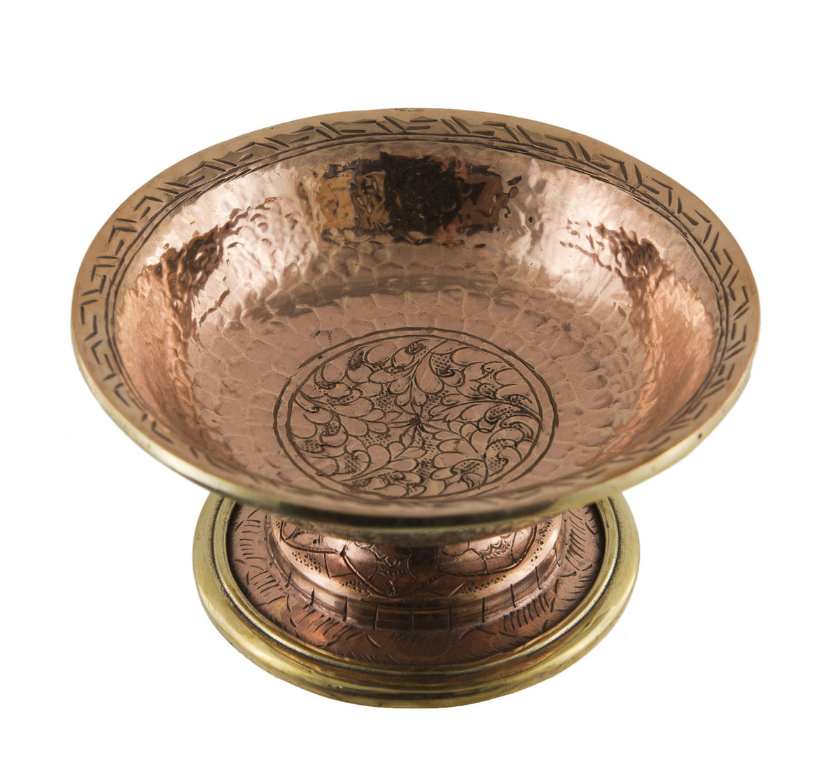 Serkyem tibétain en cuivre – Coupe et vase d'offrandes rituelles bouddhistes