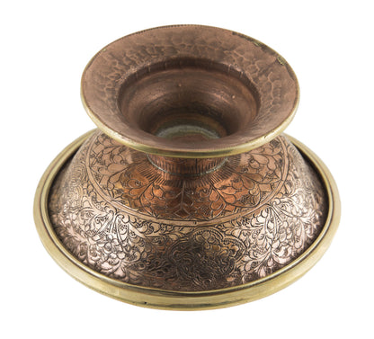 Serkyem tibétain en cuivre – Coupe et vase d'offrandes rituelles bouddhistes