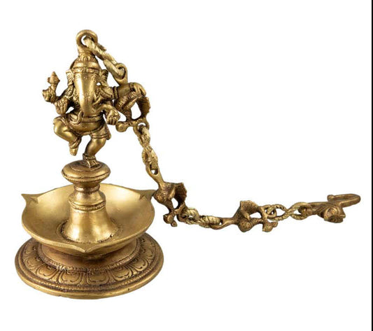 Lampe À Huile Ganesh Dansant – Artisanat Indien
