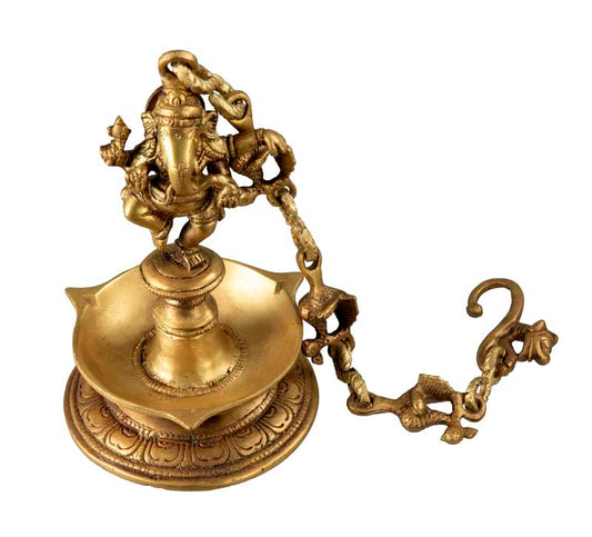 Lampe À Huile Ganesh Dansant – Artisanat Indien
