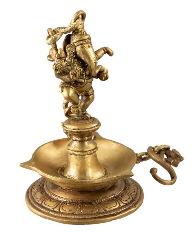 Lampe À Huile Ganesh Dansant – Artisanat Indien