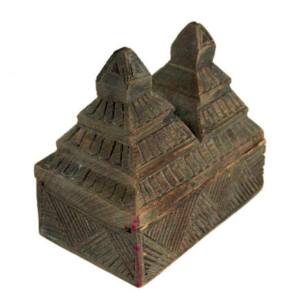 Boîte À Tikka En Bois Sculpté – Art Populaire Du Rajasthan Inde
