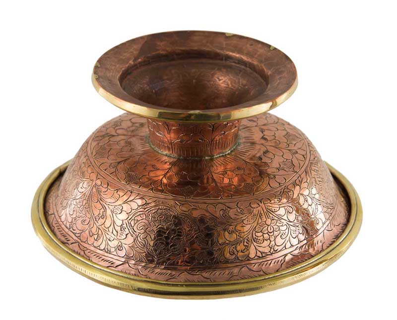 Serkyem tibétain en cuivre – Calice et coupe d'offrandes bouddhistes qualité monastère