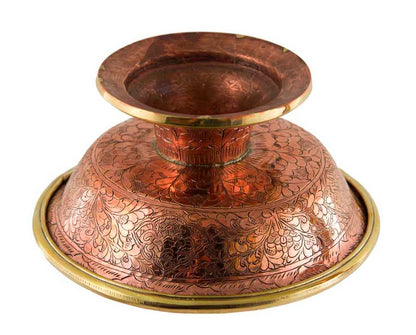 Serkyem tibétain en cuivre – Calice et coupe d'offrandes bouddhistes qualité monastère