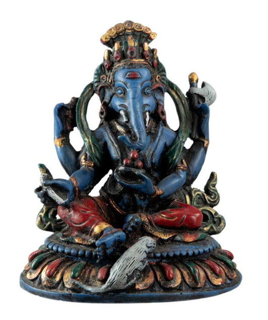 Statue Ganesh Bleu En Résine – Artisanat Népalais