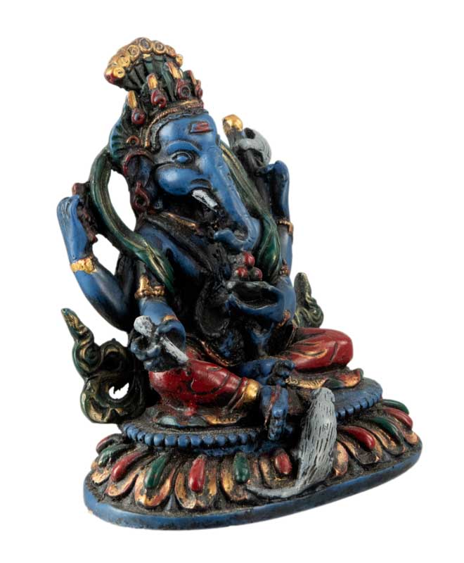 Statue Ganesh Bleu En Résine – Artisanat Népalais