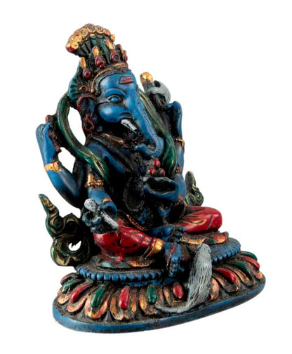 Statue Ganesh Bleu En Résine – Artisanat Népalais