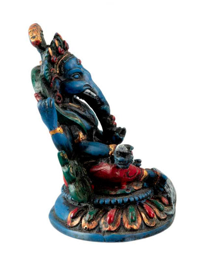 Statue Ganesh Bleu En Résine – Artisanat Népalais