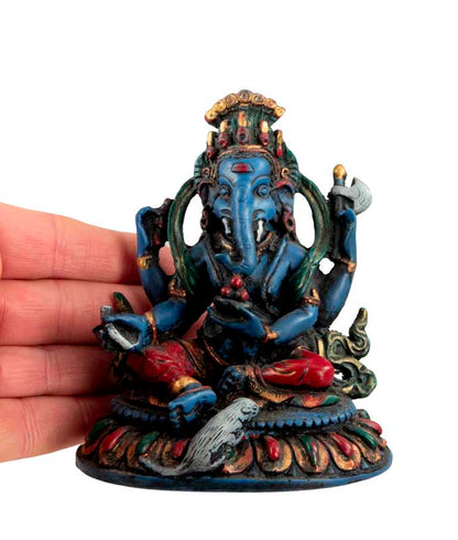 Statue Ganesh Bleu En Résine – Artisanat Népalais