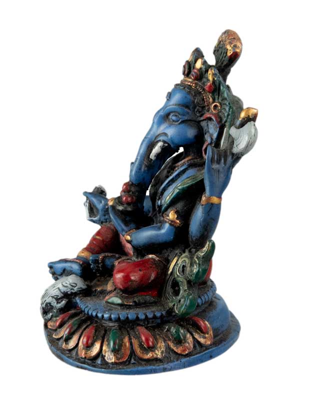 Statue Ganesh Bleu En Résine – Artisanat Népalais