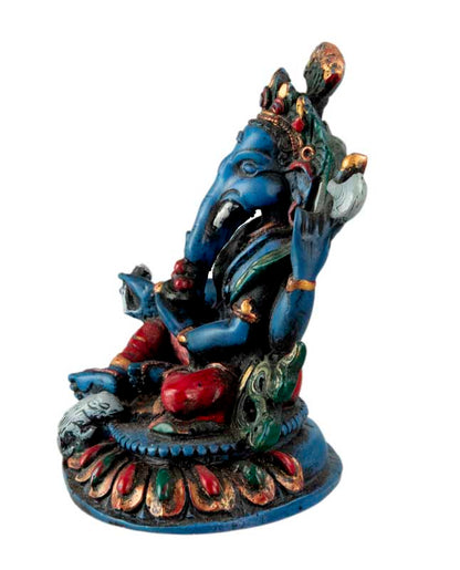 Statue Ganesh Bleu En Résine – Artisanat Népalais
