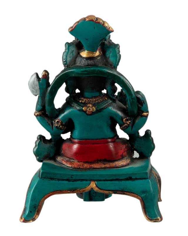 Statue Ganesh Assis En Résine Turquoise – Artisanat Népalais