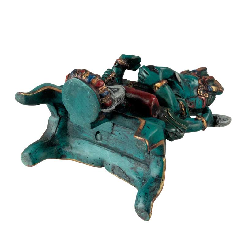 Statue Ganesh Assis En Résine Turquoise – Artisanat Népalais