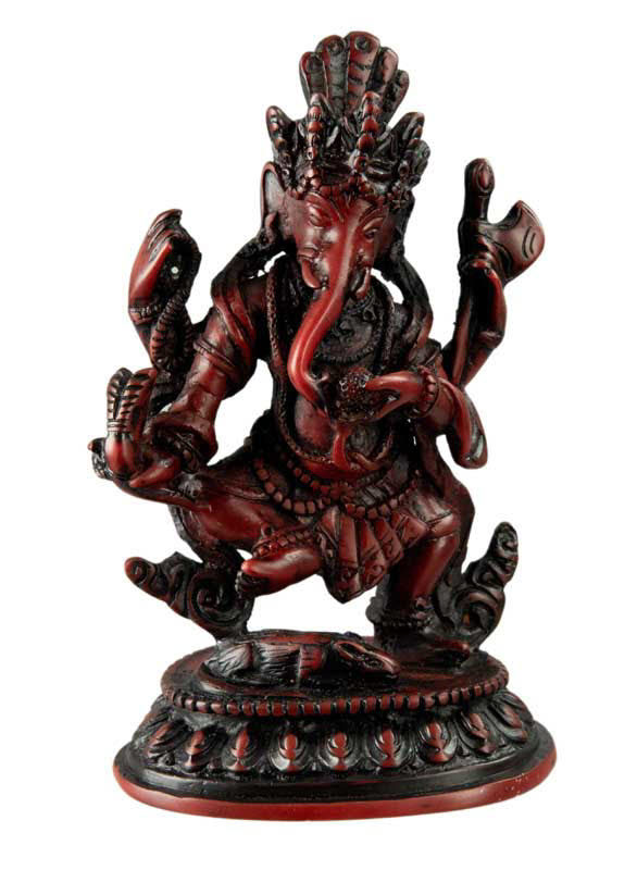 Statue Ganesh 15 cm En Résine Rouge – Artisanat Népalais