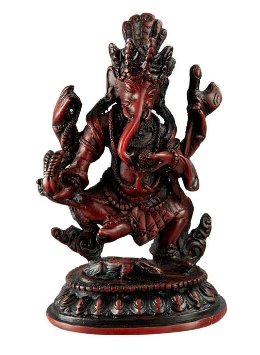 Statue Ganesh 15 cm En Résine Rouge – Artisanat Népalais