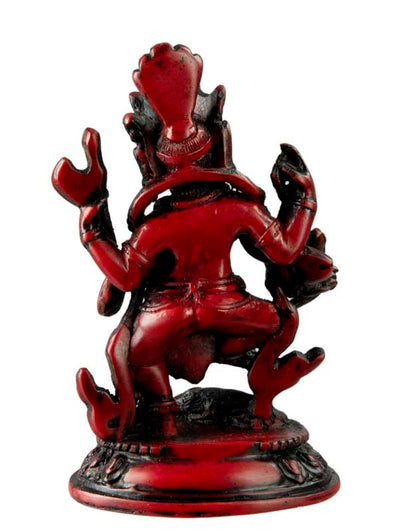 Statue Ganesh 15 cm En Résine Rouge – Artisanat Népalais