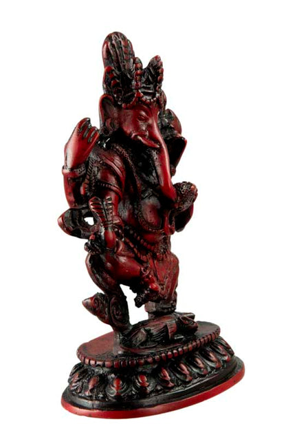 Statue Ganesh 15 cm En Résine Rouge – Artisanat Népalais