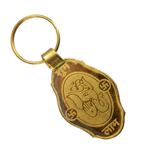 Porte-Clés Ganesh – Dieu Éléphant Ganesha en Métal Doré