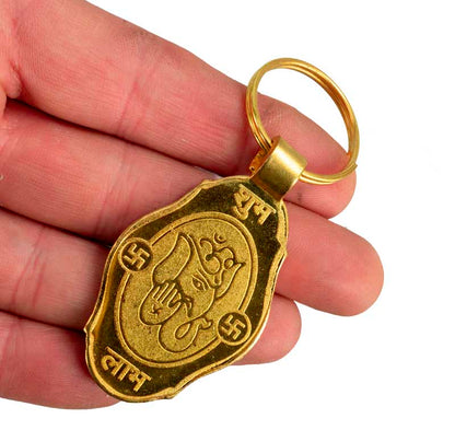 Porte-Clés Ganesh – Dieu Éléphant Ganesha en Métal Doré