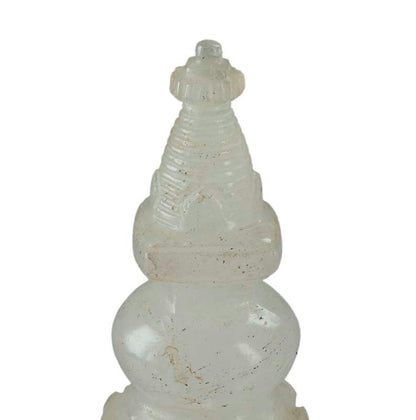 Stupa Tibétain En Cristal De Roche Quartz 10.9 cm – Statue Bouddhiste Du Népal