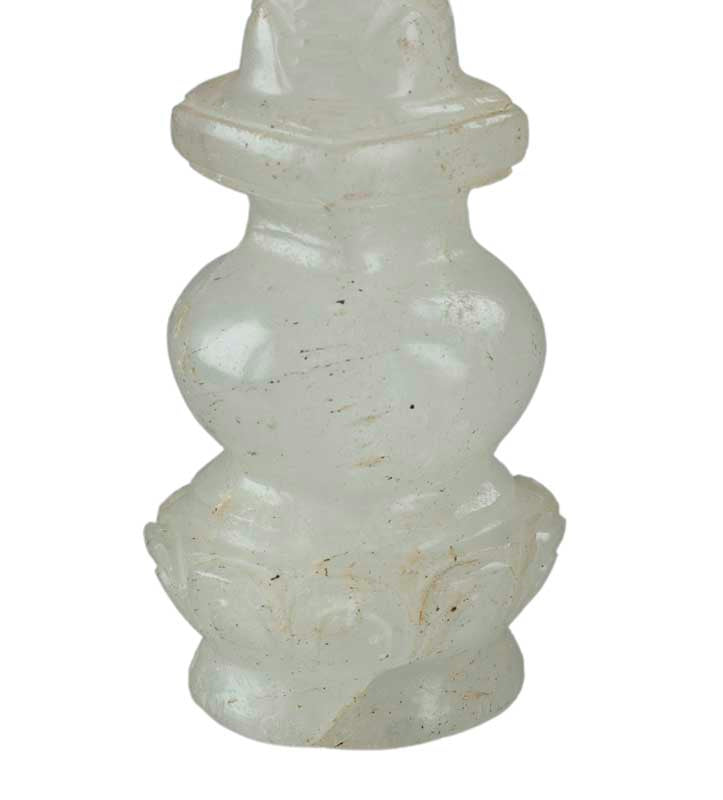 Stupa Tibétain En Cristal De Roche Quartz 10.9 cm – Statue Bouddhiste Du Népal
