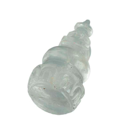 Stupa Bouddhiste Tibétain En Cristal De Roche Quartz – Sculpture Sacrée Du Népal