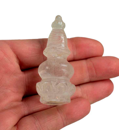 Stupa Bouddhiste Tibétain En Cristal De Roche Quartz – Artisanat Du Népal
