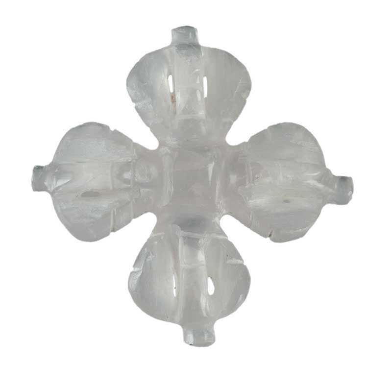Double Vajra Dorje Tibétain En Laiton Et Cristal De Roche – Symbole Rituel Bouddhiste Du Népal