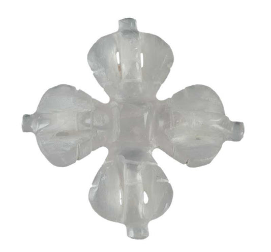 Double Vajra Dorje Tibétain En Laiton Et Cristal De Roche – Symbole Rituel Bouddhiste Du Népal