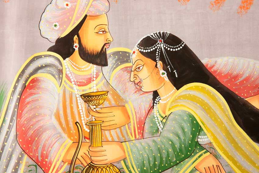Peinture Moghole Miniature Indienne – Maharaja et Princesse
