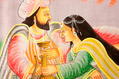 Peinture Moghole Miniature Indienne – Maharaja et Princesse