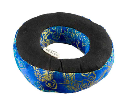 Coussin pour Bol Tibétain Chantant en Brocart Bleu Ø10cm – Artisanat du Népal