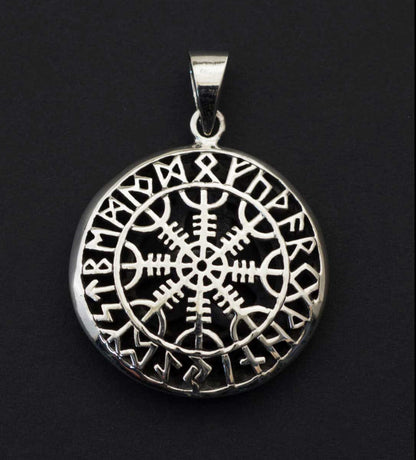 Pendentif Viking Aegishjalmur & Triskel Double Face en Argent Massif 925