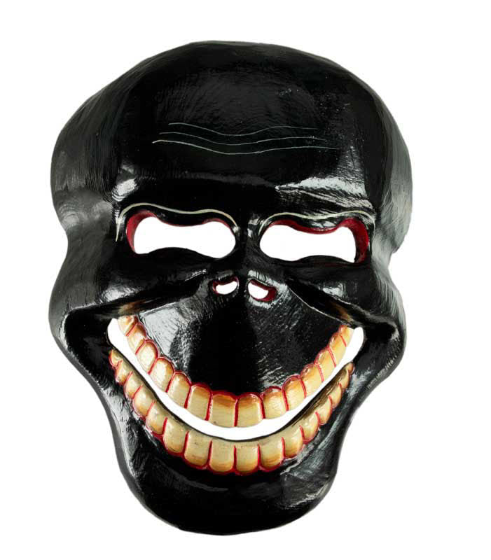 Masque Citipati Tête de Mort – Masque Tibétain de Danse Cham en Bois Peint