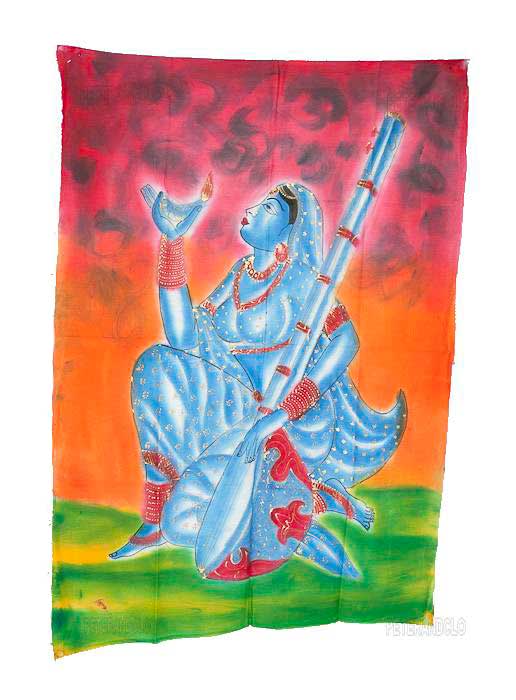 Batik Femme Hindoue et Ganesh – Tenture Murale en Coton Artisanale