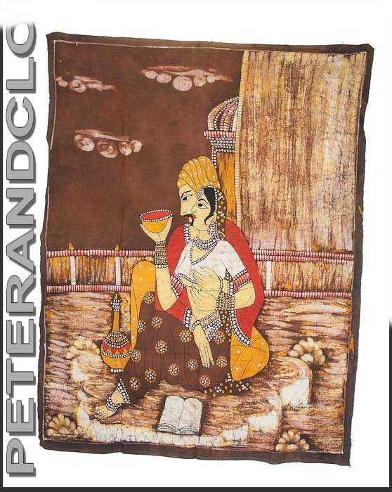 Batik Femme Hindoue et Couple Moghol – Tenture Murale en Coton Artisanale
