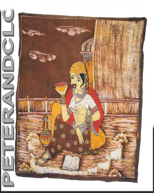 Batik Femme Hindoue et Couple Moghol – Tenture Murale en Coton Artisanale