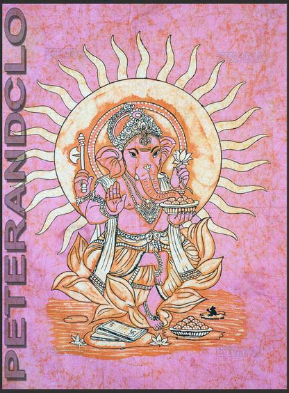 Batik Lord Ganesh – Tenture Murale Grand Format en Coton Artisanale