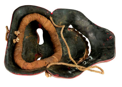 Masque Citipati Tête de Mort Rouge Bordeaux – Masque Tibétain de Danse Cham en Bois
