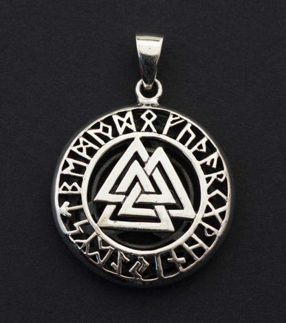 Pendentif Viking Valknut & Triskel Double Face en Argent Massif 925