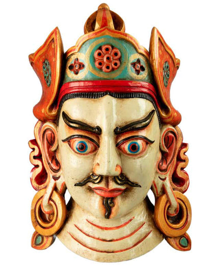 Masque Tibétain Guru Rinpoché Padmasambhava En Bois – 34 cm
