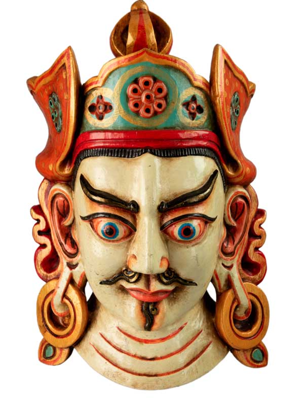 Masque Tibétain Guru Rinpoché Padmasambhava En Bois – 34 cm
